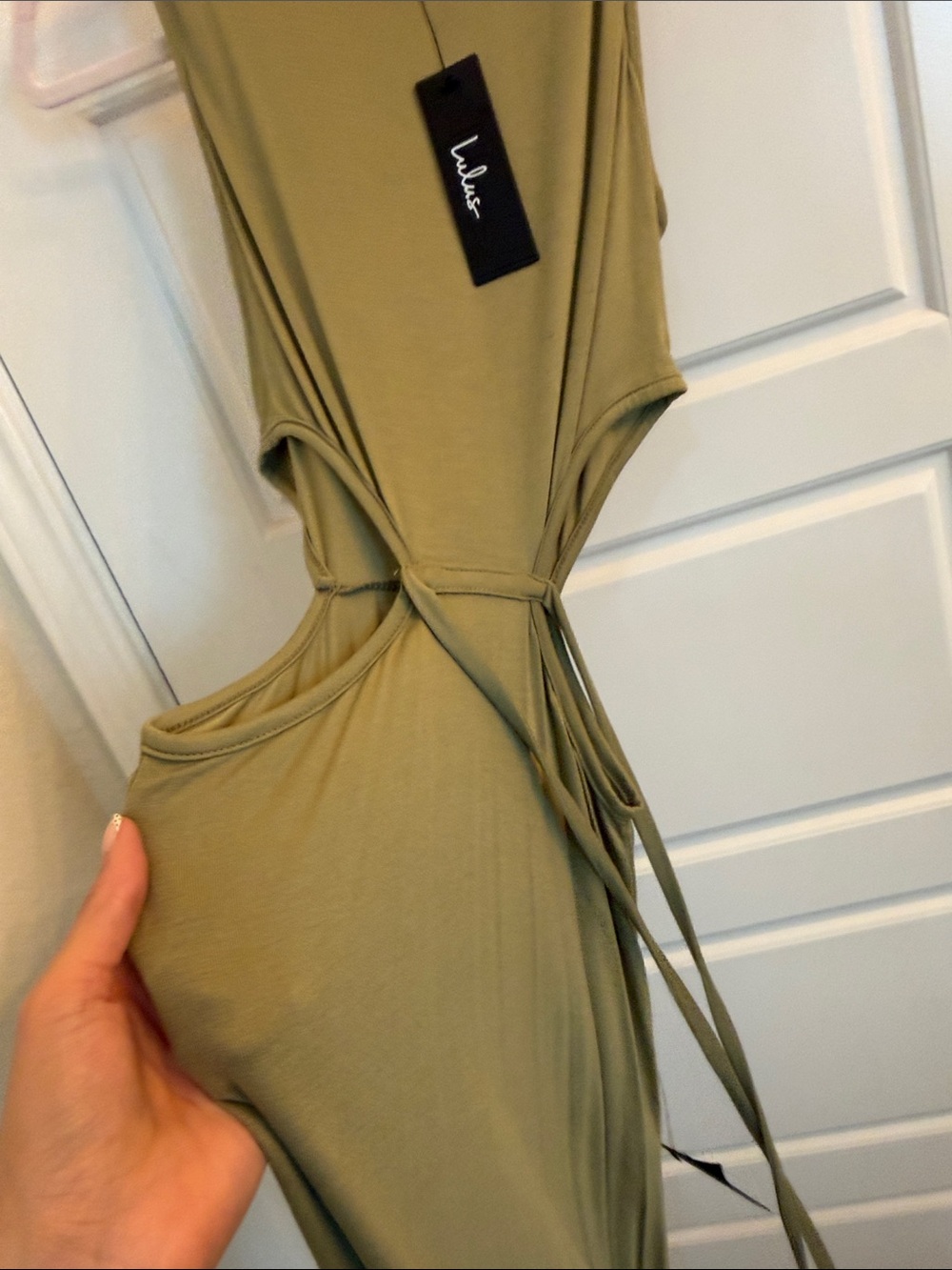 Lulus All Your Angles Olive Green Cutout Maxi Dress - Size XS - Picture 4 of 5